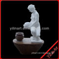 Carved Marble Female Garden Statue with Base (YL-R033)